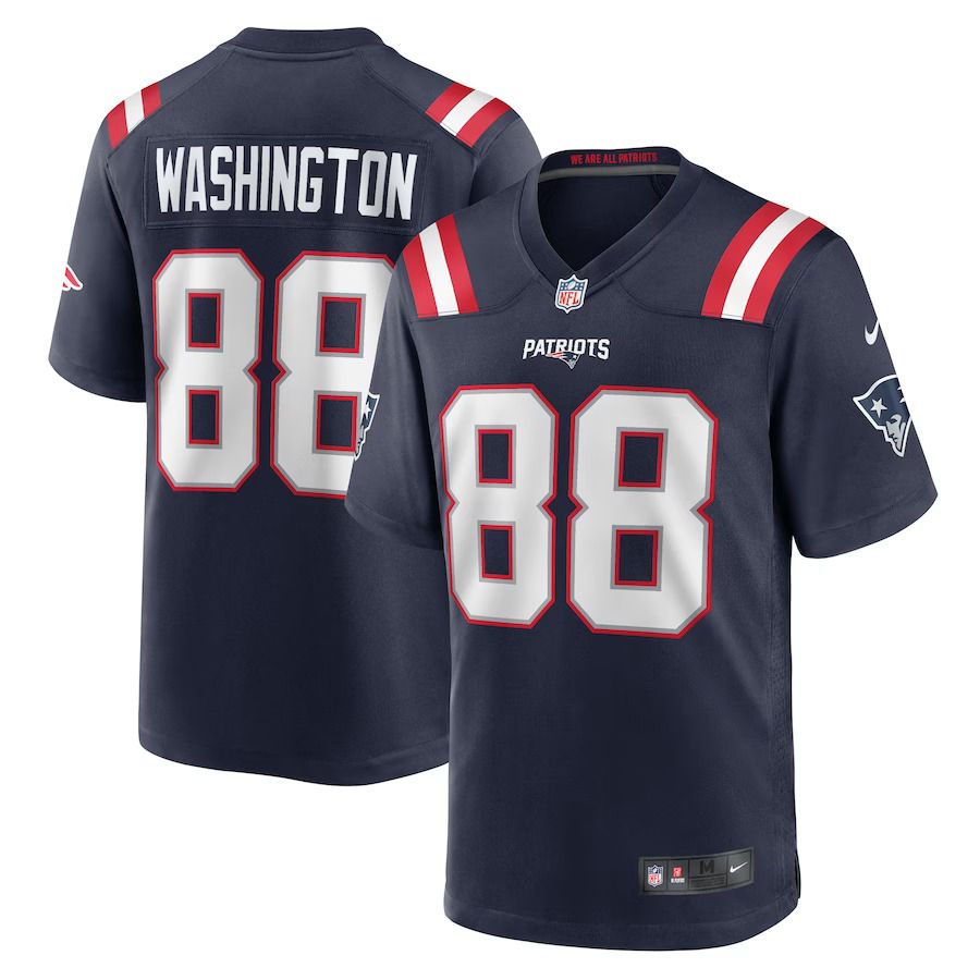 Men New England Patriots #88 Scotty Washington Nike Navy Home Game Player NFL Jersey